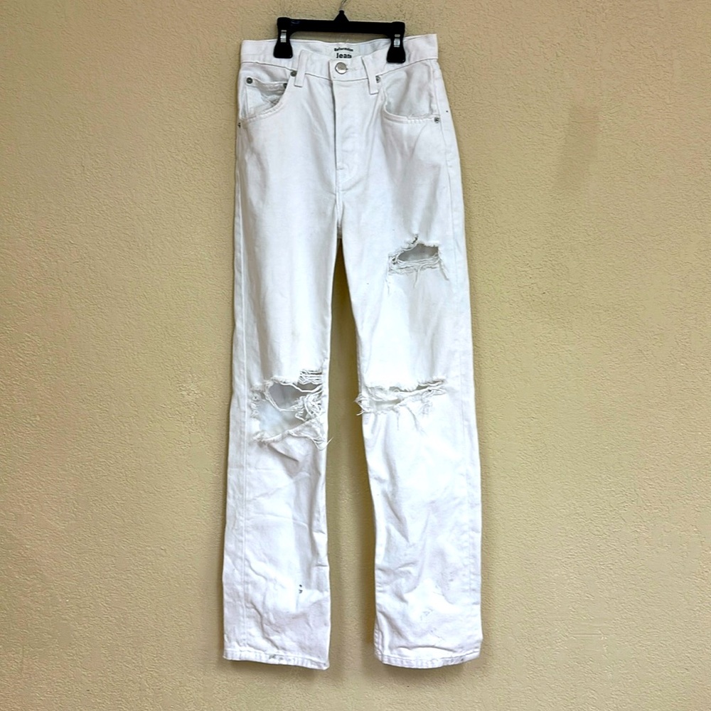 Reformation Cynthia High Rise Straight leg distressed Jeans Size 23
